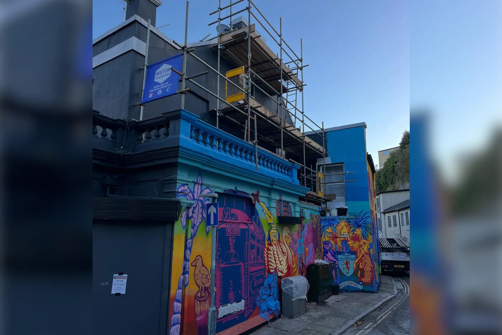 Scaffolding setup to allow a safe working platform in Torquay.