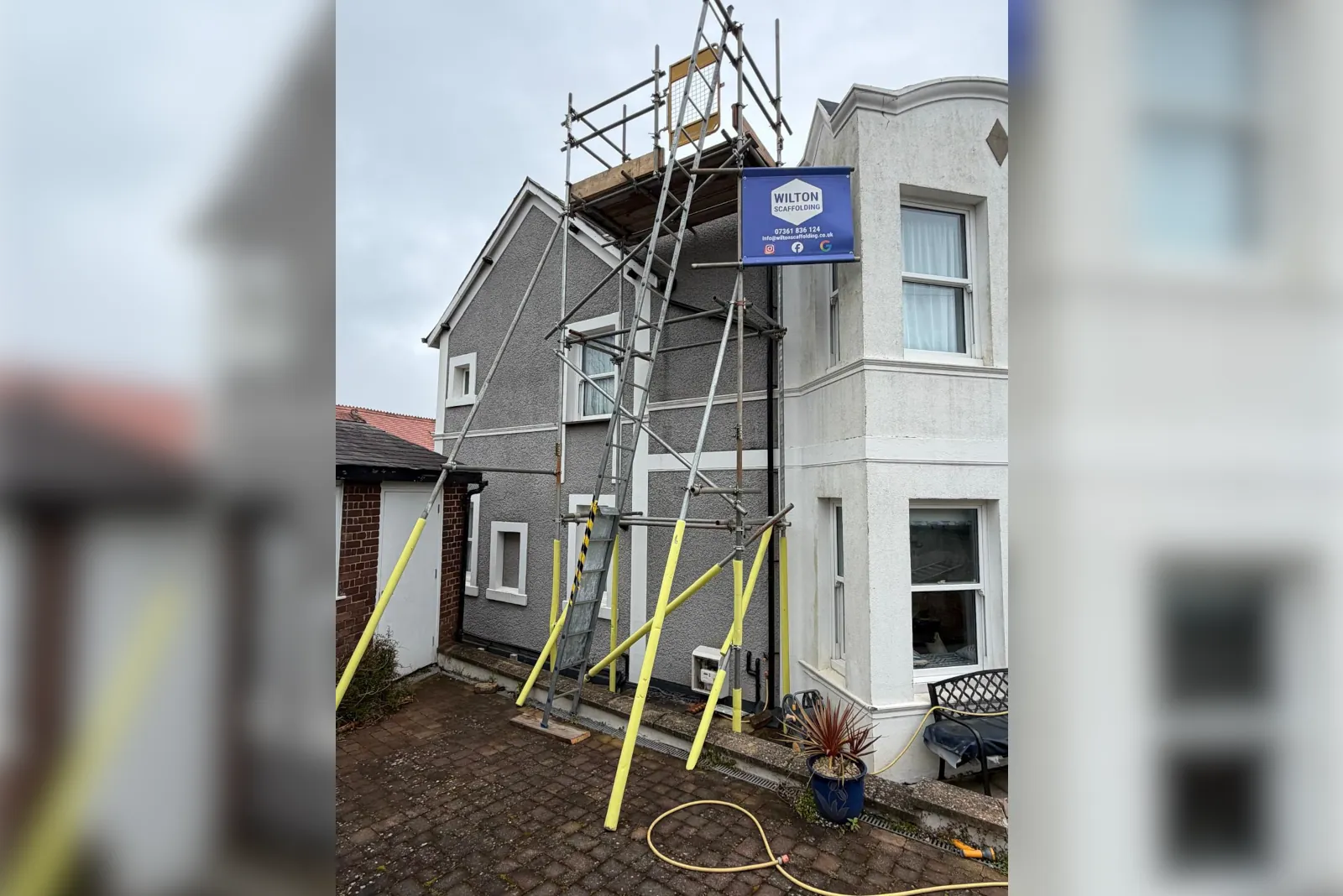 8ft tower setup to gain safe access to flat roof in Torquay.